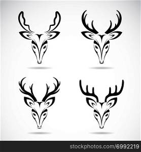 Vector group of deer head on white background.