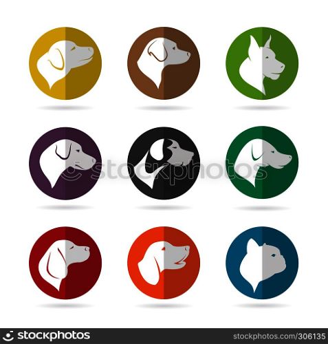 Vector group of dog in the circle on white background