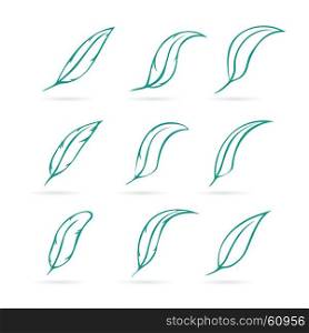 Vector group of feather on white background. Icon. Feathers symbol in vector format.
