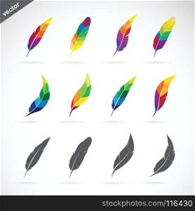 Vector group of feathers icon design on white background. Easy editable layered vector illustration.