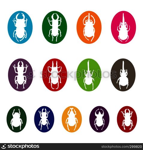 Vector group of insects on white background. Beetle