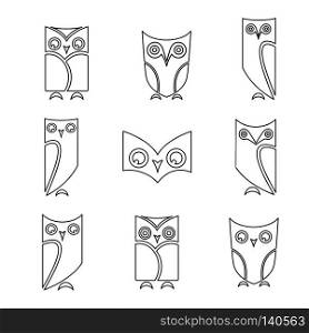 Vector group of owls on white background