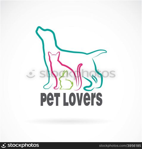 Vector group of pets - Dog, cat, rabbit, isolated on white background. Animal design