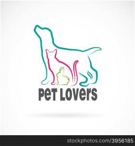 Vector group of pets - Dog, cat, rabbit, isolated on white background. Animal design