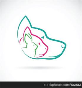Vector group of pets - Dog, cat, rabbit, isolated on white background, Animal Logo, Vector illustration.
