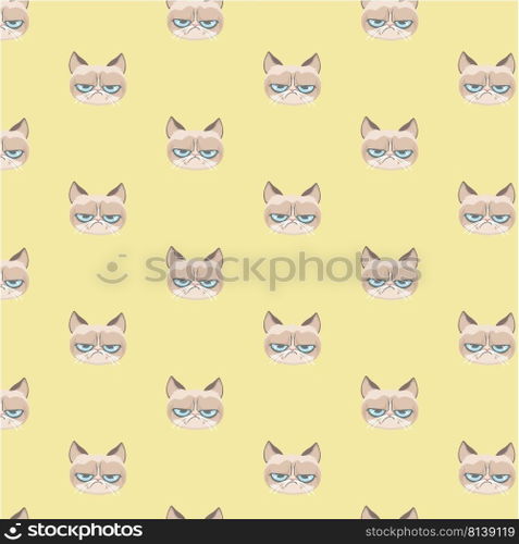 Vector grumpy cat pattern. 