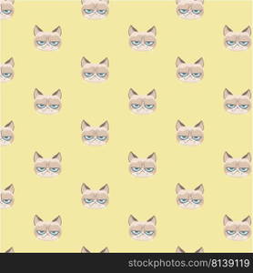 Vector grumpy cat pattern. 
