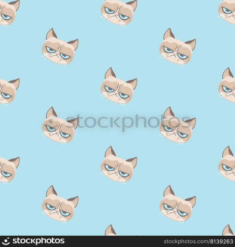 Vector grumpy cat pattern.