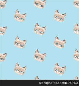Vector grumpy cat pattern.