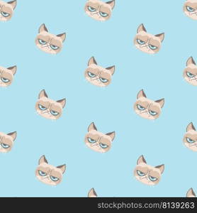 Vector grumpy cat pattern.
