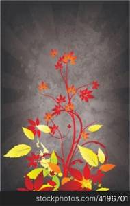vector grunge autumn floral background