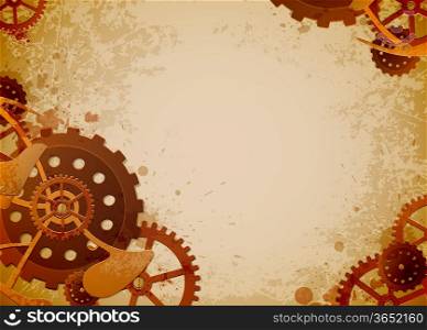 Vector grunge background in the style of steampunk