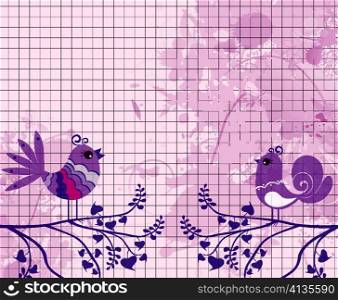 vector grunge background with abstract birds