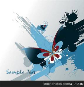 vector grunge background with butterflies