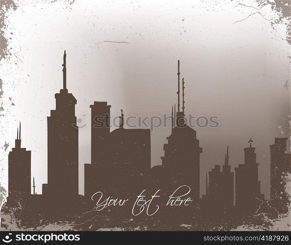 vector grunge background with city