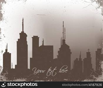 vector grunge background with city
