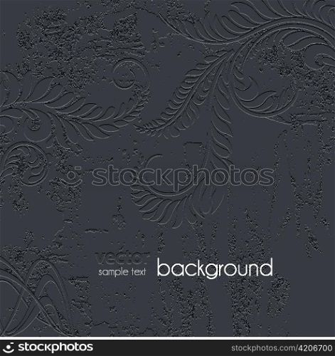 vector grunge background with engraved floral
