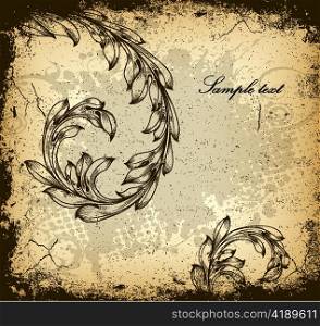 vector grunge background with floral