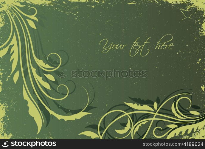 vector grunge background with floral