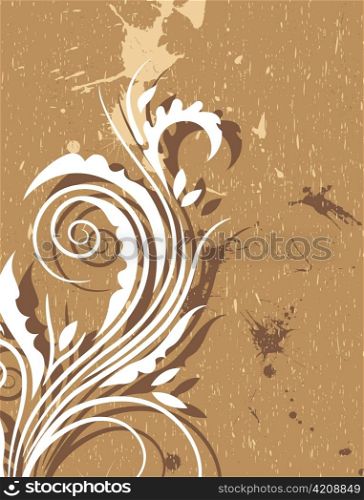 vector grunge background with floral