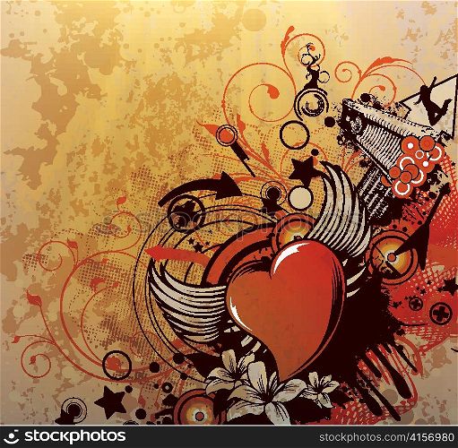 vector grunge background with heart