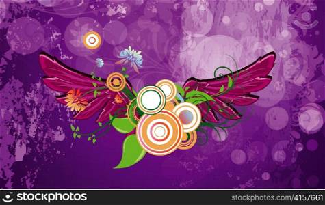 vector grunge background with wings