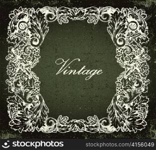 vector grunge baroque floral frame