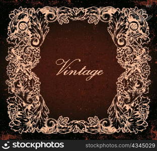 vector grunge baroque floral frame