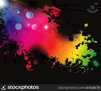vector grunge colorful background with rays
