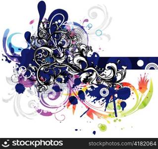 vector grunge colorful floral background