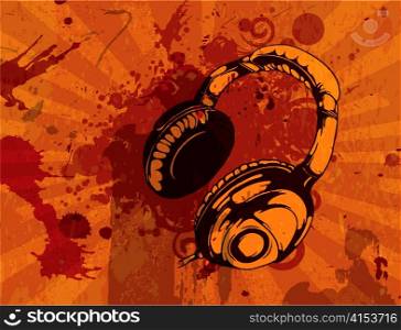 vector grunge concert poster with headphones