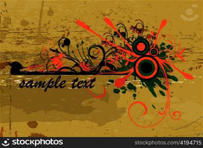 vector grunge floral background with circles