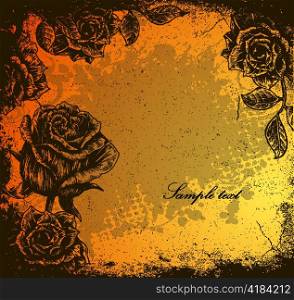 vector grunge floral background with roses