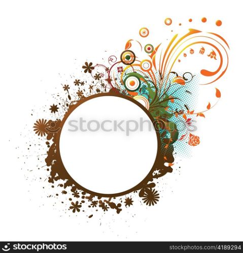 vector grunge frame with floral