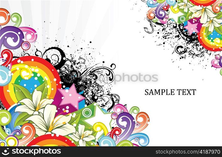 vector grunge illustration with floral