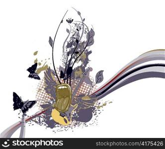 vector grunge music background with mouth