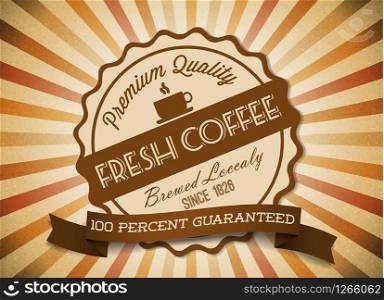 Vector grunge retro vintage background with coffee label and place for your text
