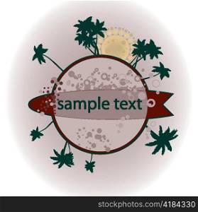 vector grunge summer frame with palm trees