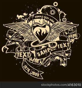 vector grunge t-shirt design with heart