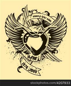 vector grunge t-shirt design with heart