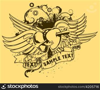 vector grunge t-shirt design with hearts