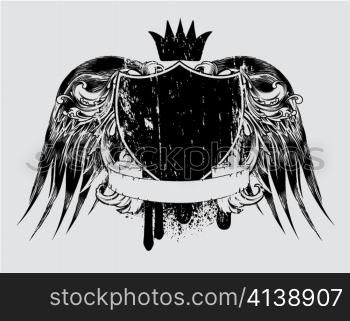 vector grunge t-shirt design with shield