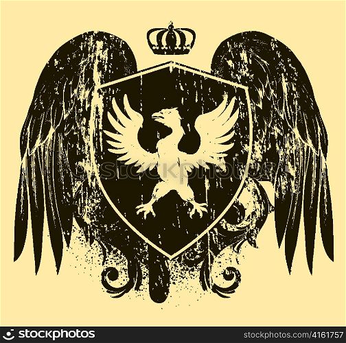 vector grunge t-shirt design with shield