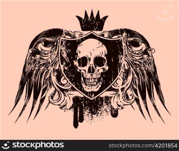 vector grunge t-shirt design with skull