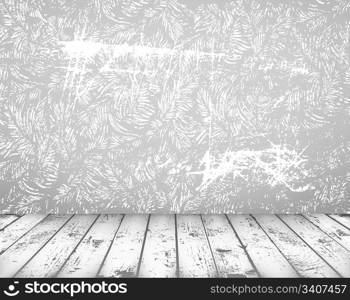 Vector grunge vintage interior with shabby wall and wooden floor