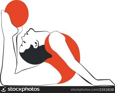 Vector. Gymnast with ball in color 03