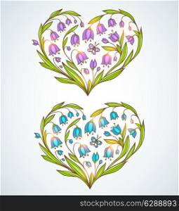 Vector hand drawn floral hearts for Valentine&rsquo;s day