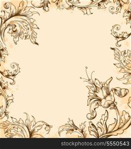Vector hand drawn floral Victorian background