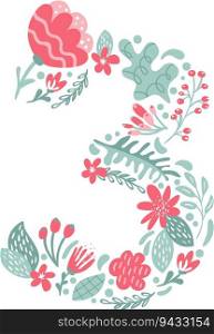 Vector Hand Drawn Font Number 3 three with Flowers and Branches Blossom Spring. Floral alphabet Typography Summer letter monogram or Logo Design wedding abc.. Vector Hand Drawn Font Number 3 three with Flowers and Branches Blossom Spring. Floral alphabet Typography Summer letter monogram or Logo Design wedding abc