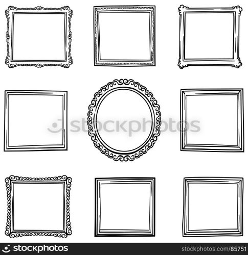 Vector hand drawn frames set